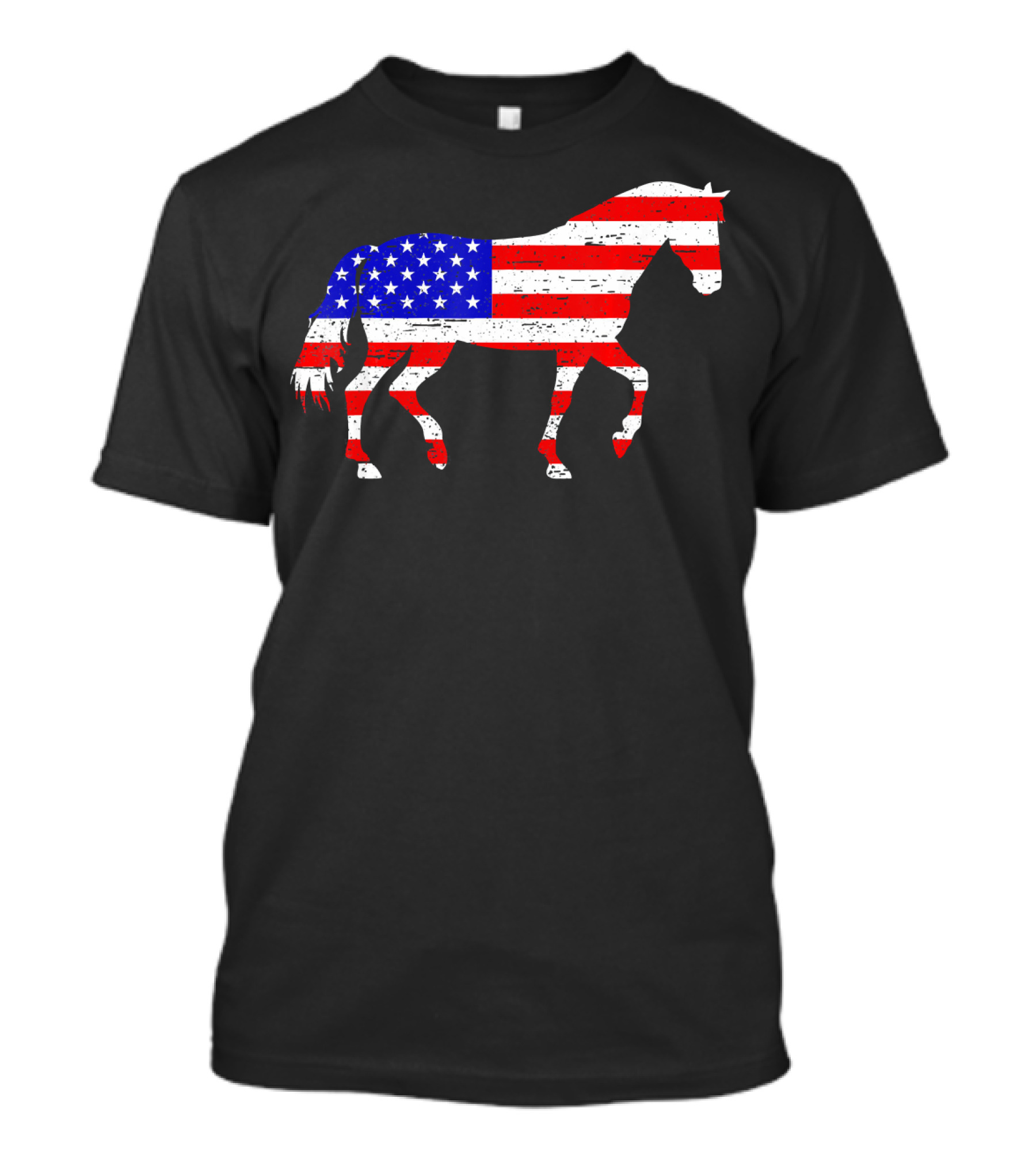 Horse American USA Flag 4th Of July T-Shirt