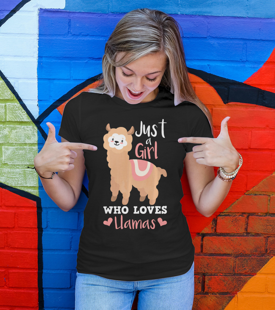 Just A Girl Who Loves Llamas Funny Cute Llama Alpa T-Shirt