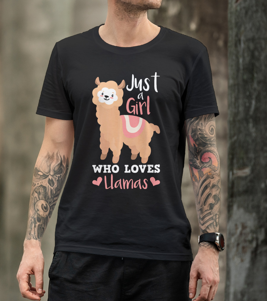 Just A Girl Who Loves Llamas Funny Cute Llama Alpa T-Shirt
