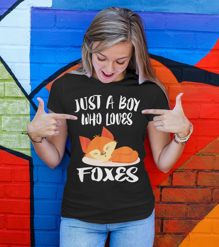 Just A Boy Who Loves Foxes Fox Sleeping Cute Widely Known Animal T-Shirt