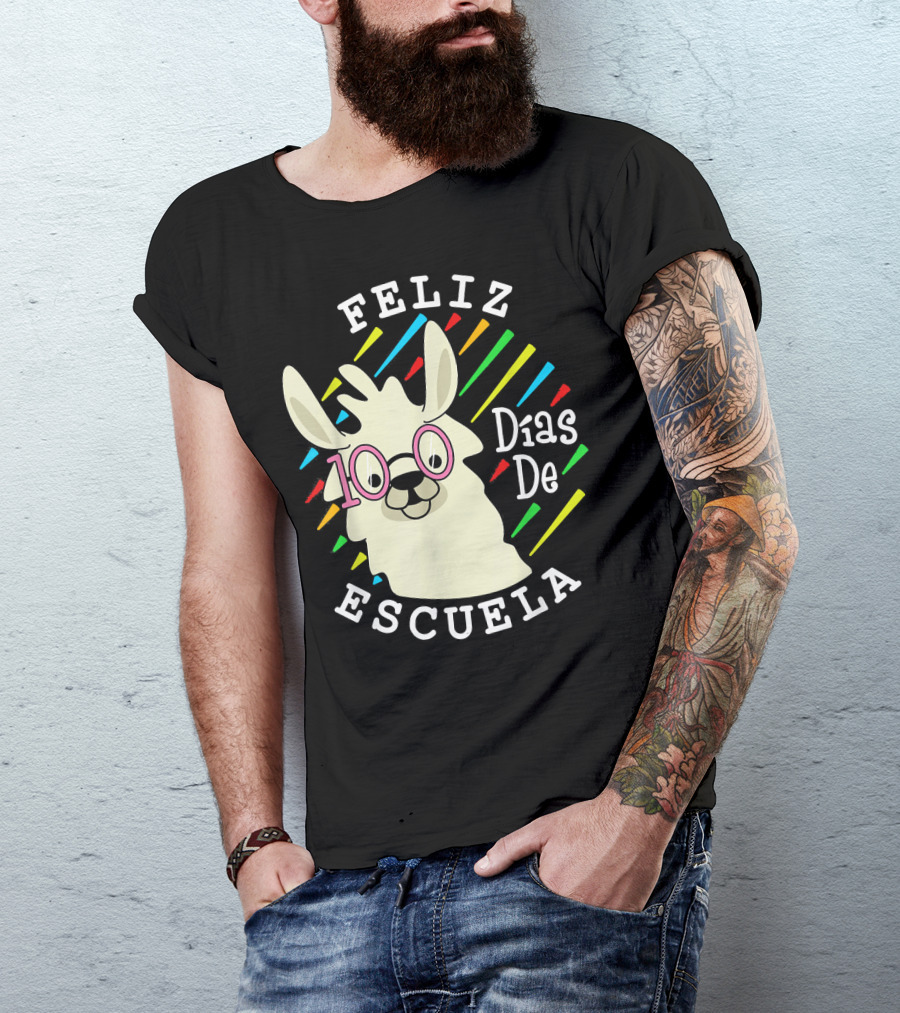 Feliz 100 Días De Escuela Llama Alegre T-Shirt