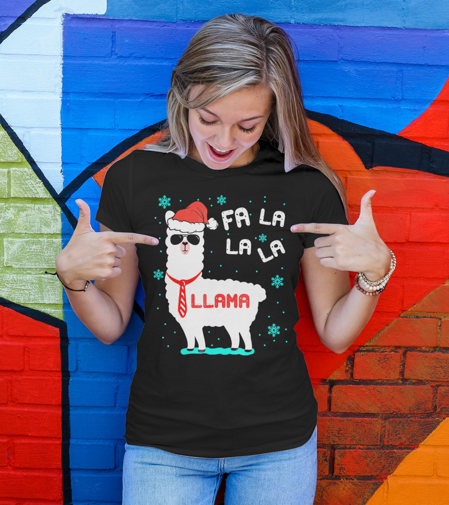 Llama Christmas FA LA LA LA T-Shirt