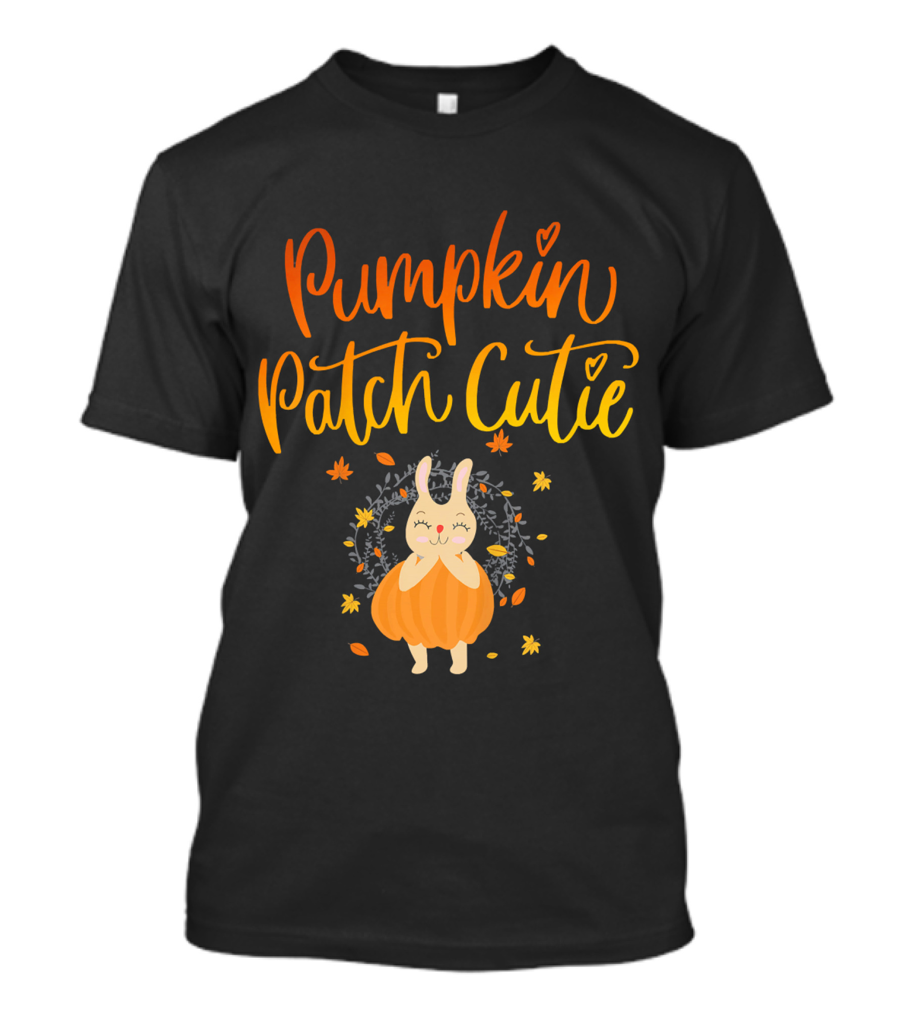 Pumpkin Patch Cutie Rabbit With Autumn Leaves T-Shirt