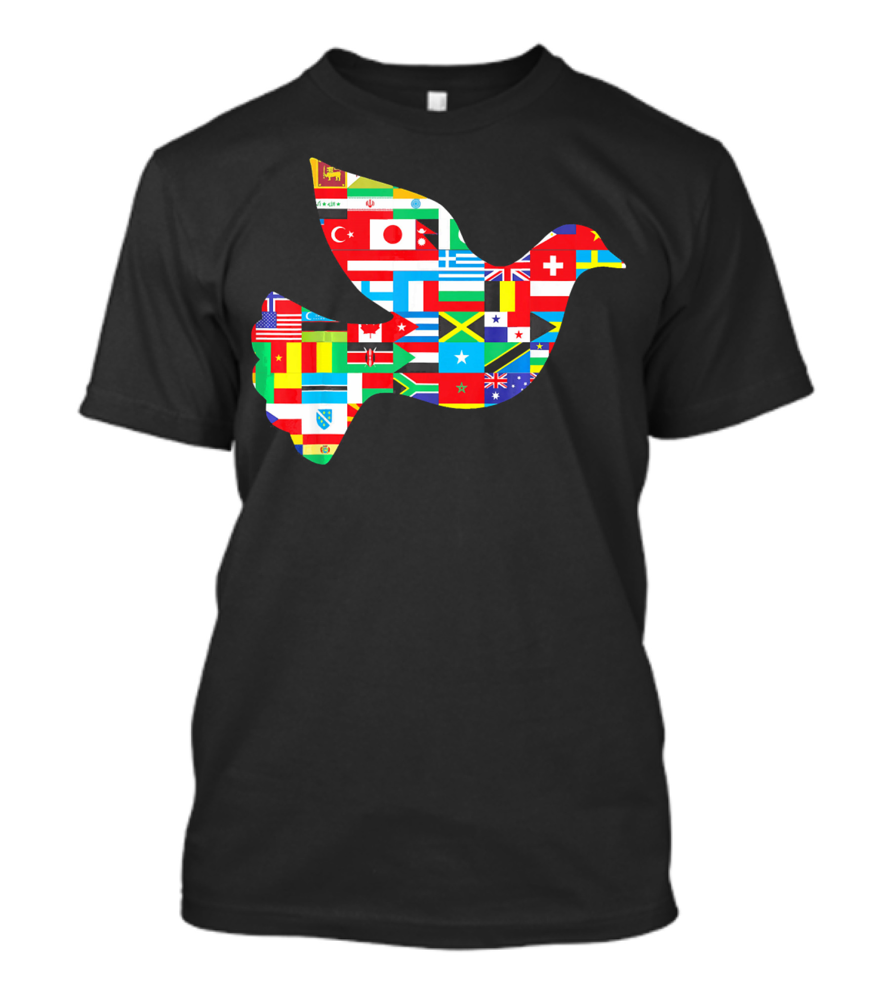 International Flags Dove World Peace Multinational Unity Emblem T-Shirt