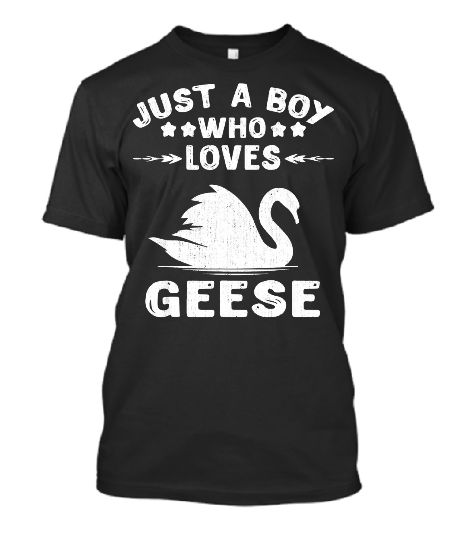 Just A Boy Who Loves Geese Goose Silhouette With Stars And Arrows T-Shirt