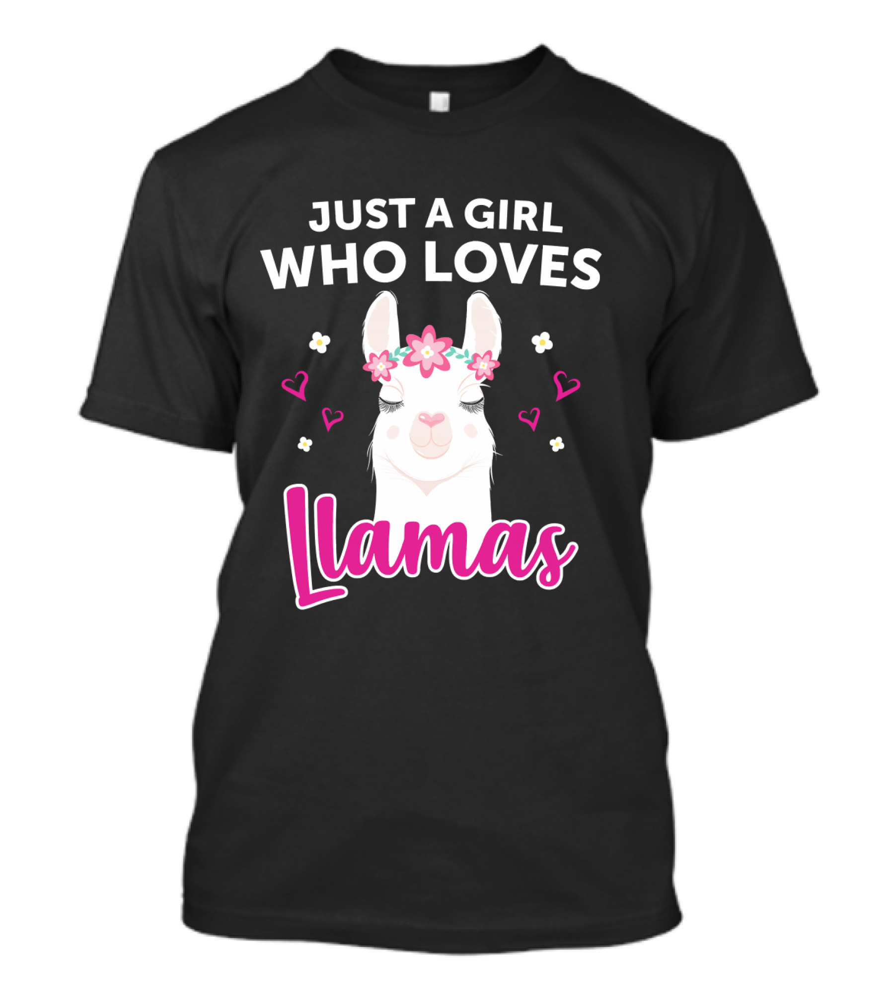 Just A Girl Who Loves Llamas With Heart And Flower Crown T-Shirt