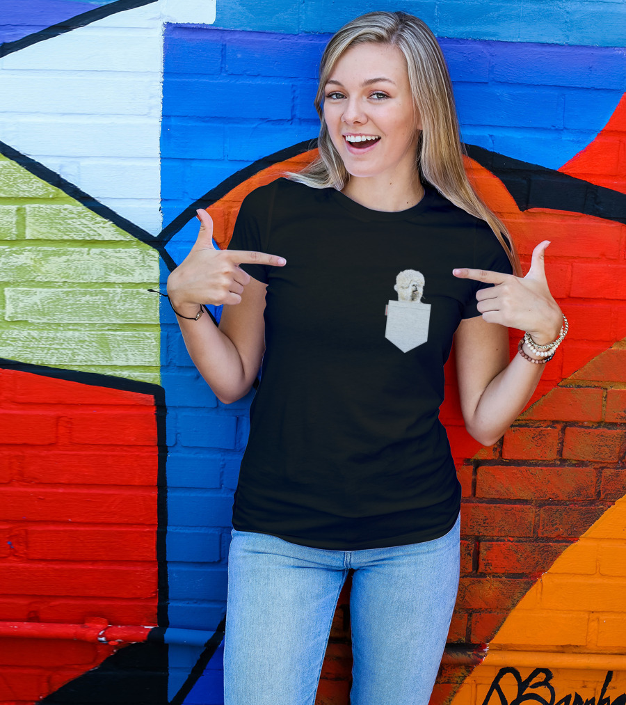 Llama Lover Peeking Out From Pocket T-Shirt