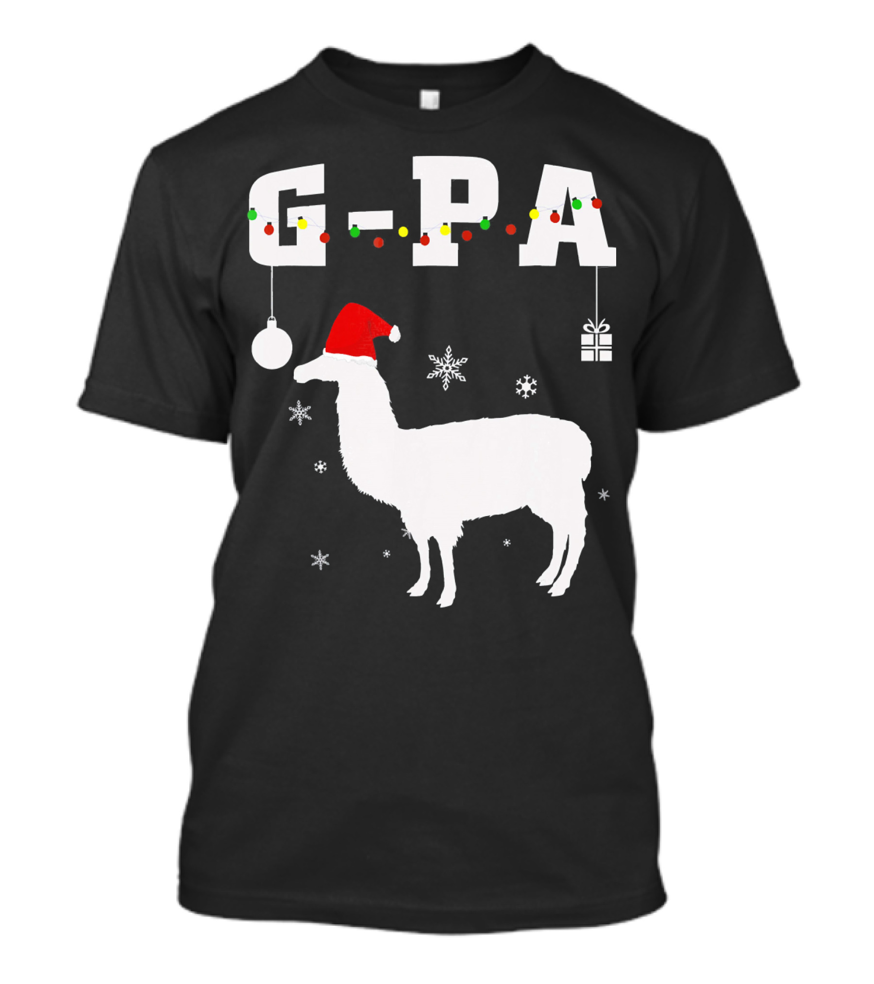 G Pa Christmas Llama Santa Hat Snowflakes T-Shirt
