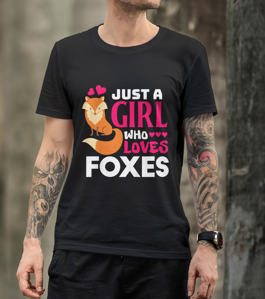 Just A Girl Who Loves Foxes With Hearts T-Shirt