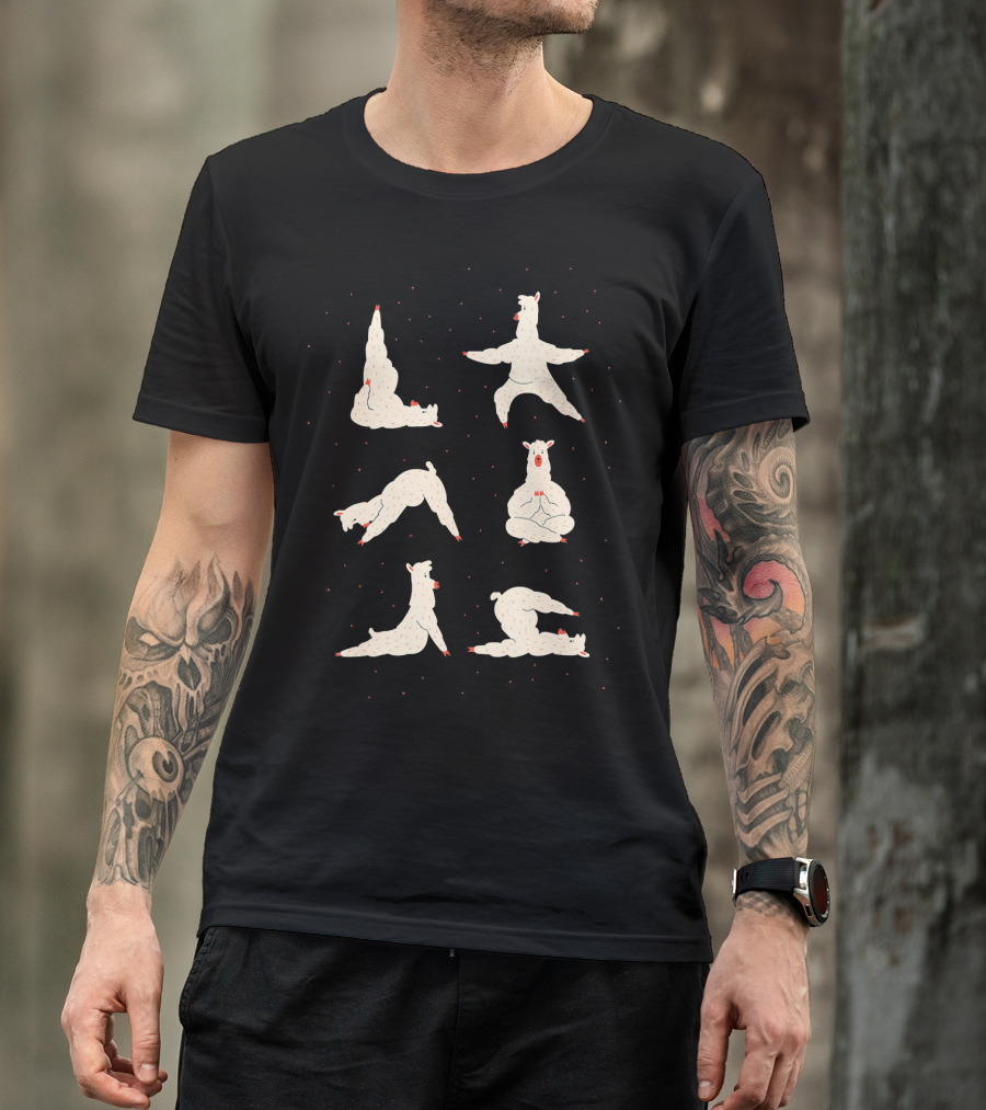 Llama Yoga Stretching Poses Collection T-Shirt