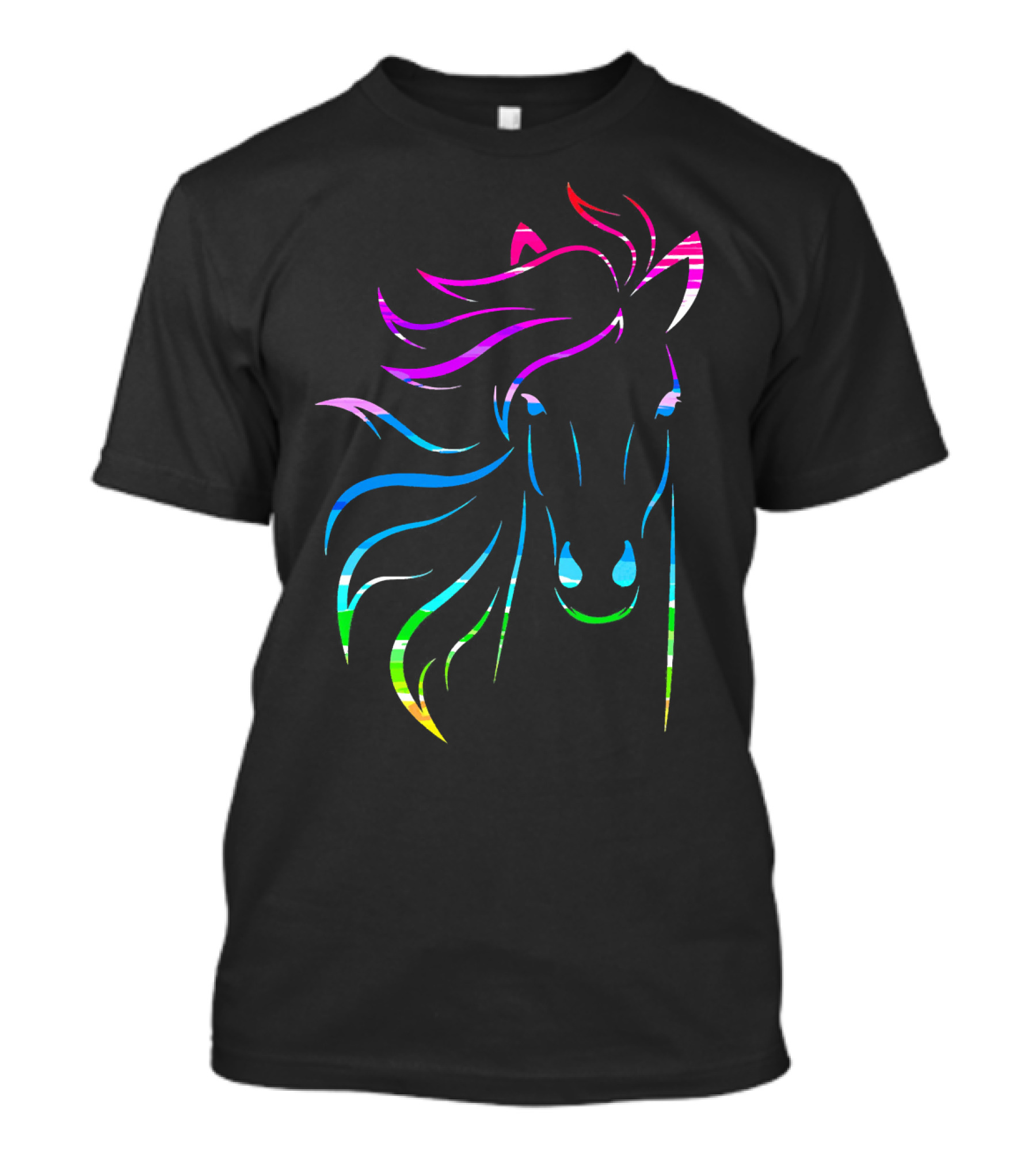 Horse Lovers Bright Color Rainbow Mane T-Shirt