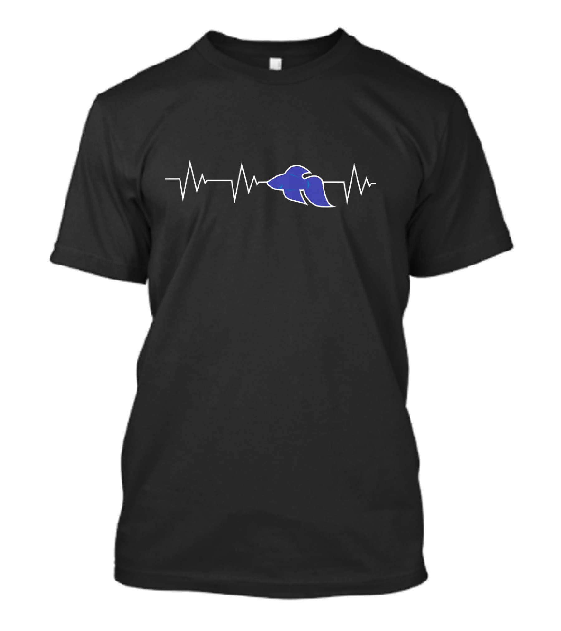 JFF Blue Betta Fish Heart Beat Line T-Shirt