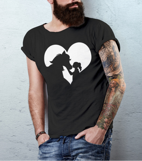 Horse Girl Heart Silhouette For Horse Lovers T-Shirt