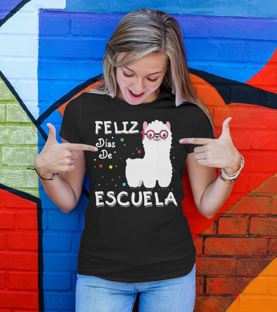 Feliz Días De Escuela Llama 100th Celebración Colorida T-Shirt