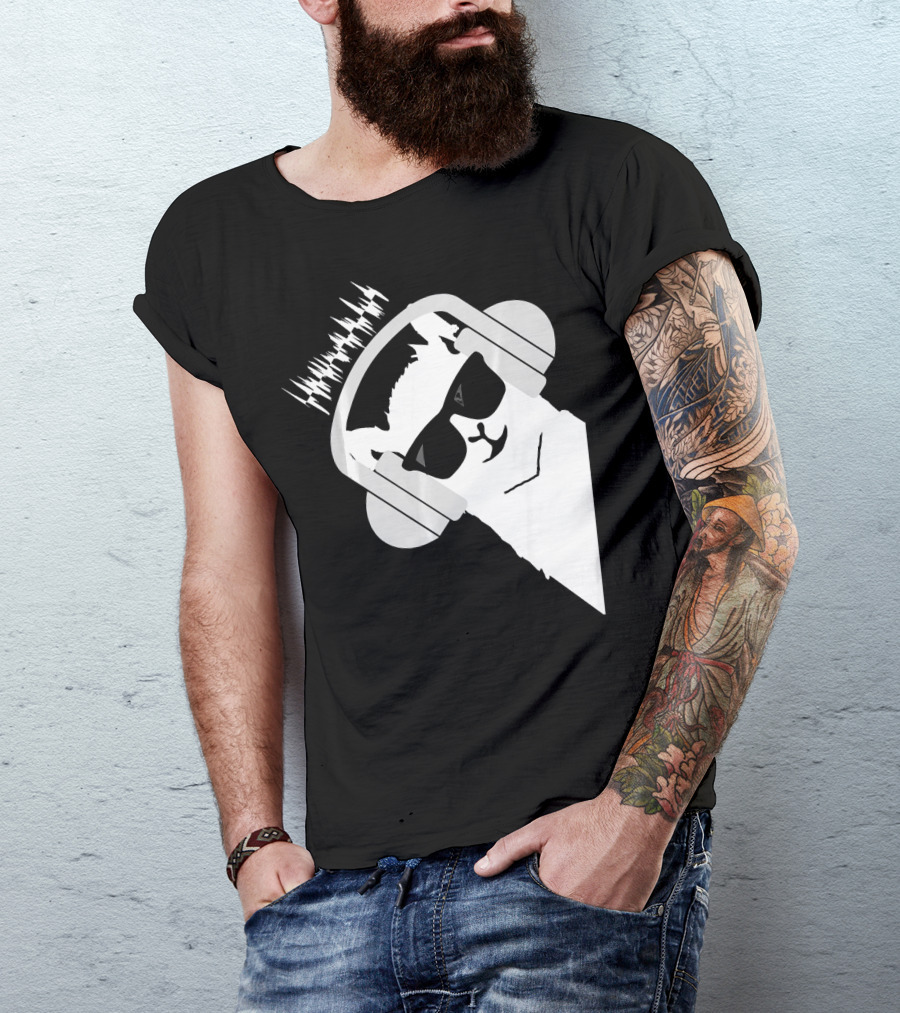 Llama Alpaca Musician Headphone Soundwave Sunglasses T-Shirt