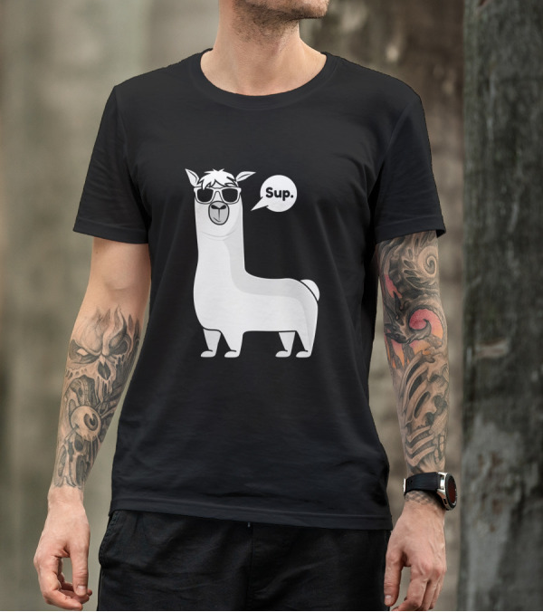 Llama Saying Sup For Alpaca Lovers With Cool Sunglasses T-Shirt