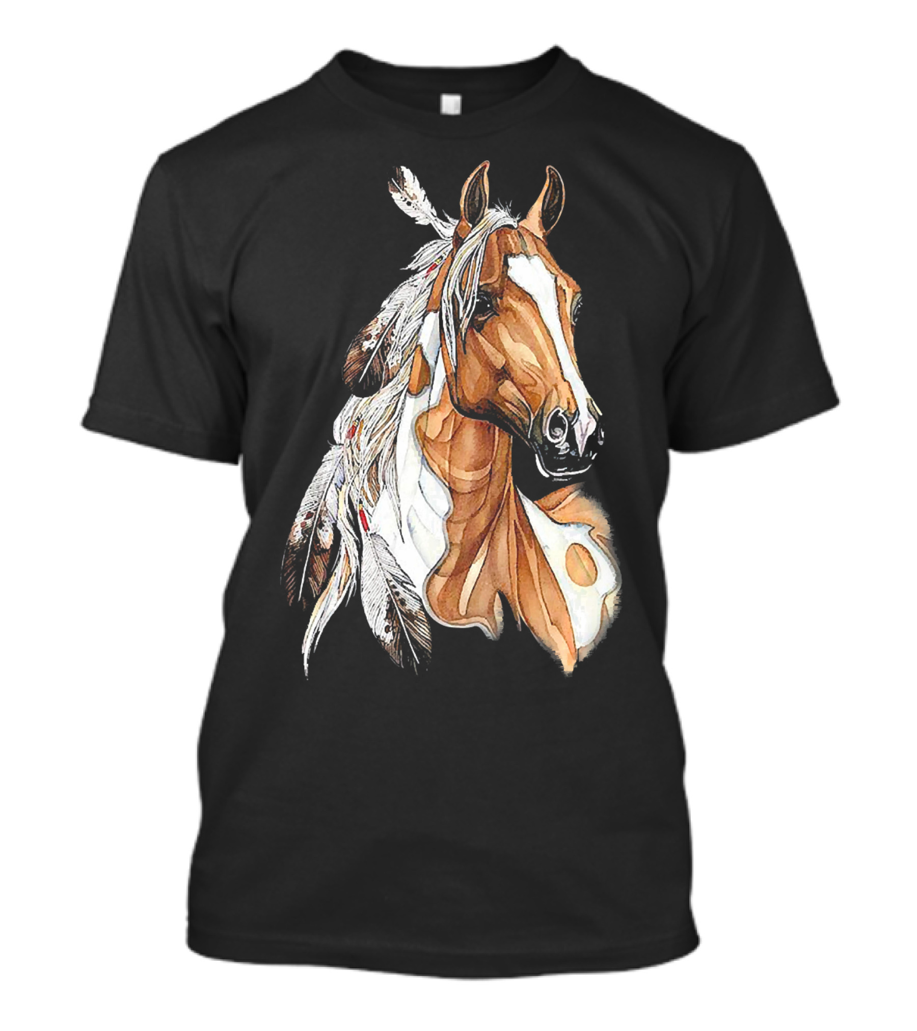 MIAPRINTSPRO Brown Horse With Feathers T-Shirt