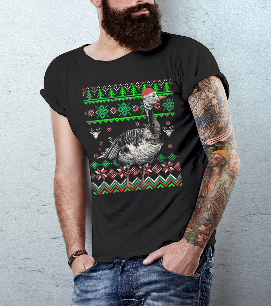 Ugly Christmas Goose Nordic Sweater Motif T-Shirt