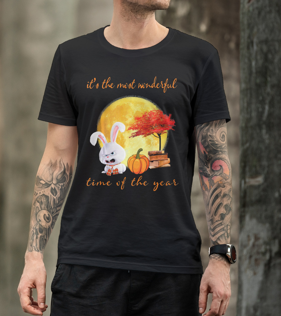 It's The Most Wonderful Time Of The Year Rabbit Pumpkin Moon Tree T-Shirt