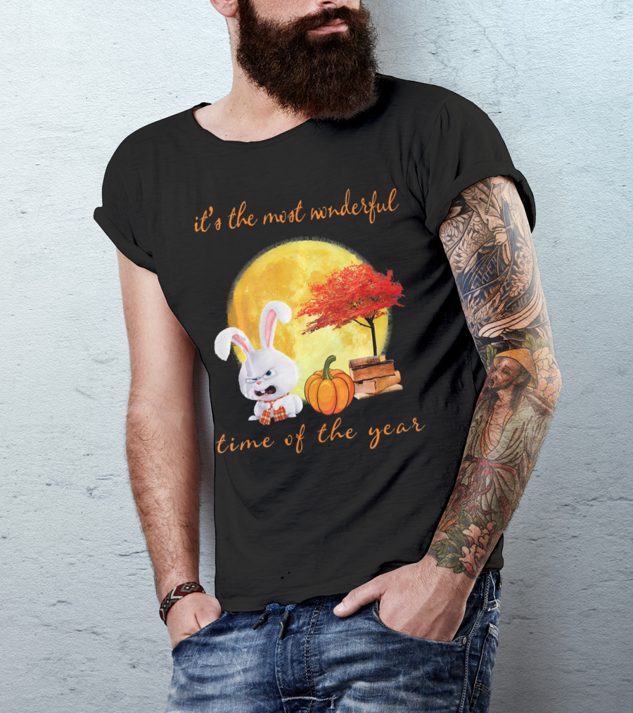 It's The Most Wonderful Time Of The Year Rabbit Pumpkin Moon Tree T-Shirt