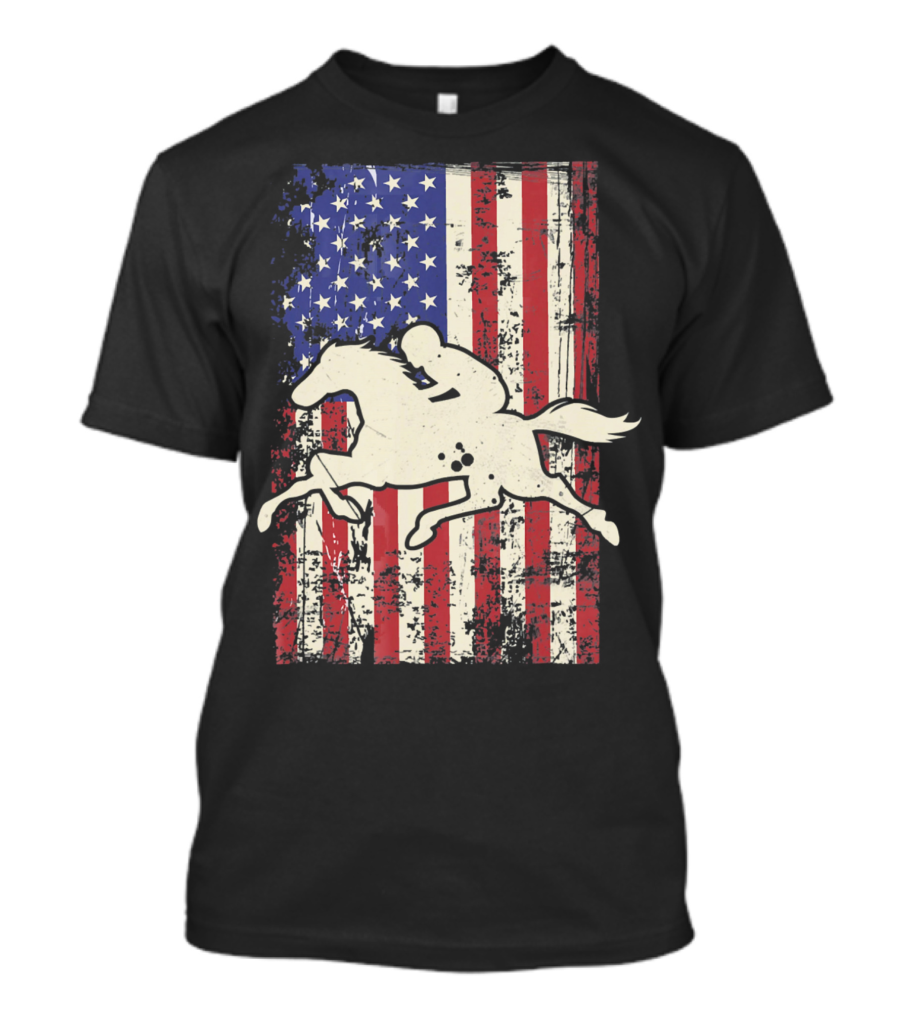 USA Flag American Horse Rider T-Shirt