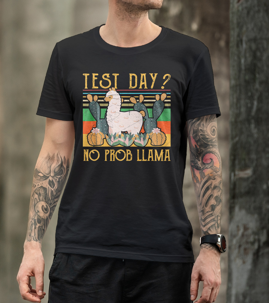 Test Day? No Prob Llama Vintage Cactus T-Shirt