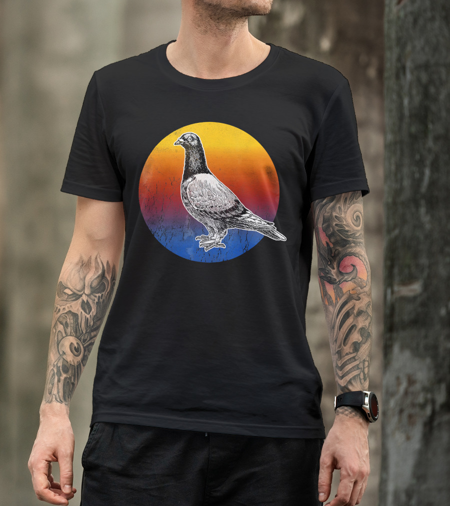Pigeon Silhouette Love Pigeons Vintage Sunset T-Shirt