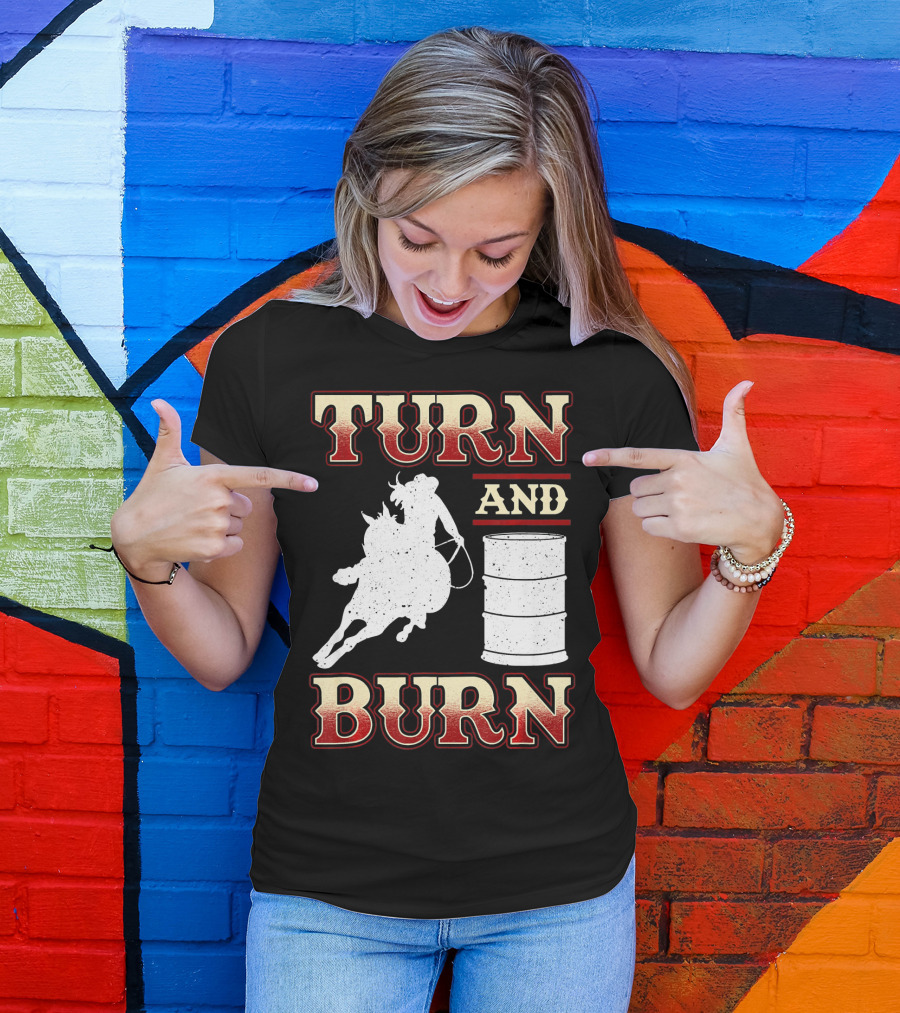 TURN AND BURN BARREL RACING WITH HORSE AND RIDER ICONIC T-Shirt