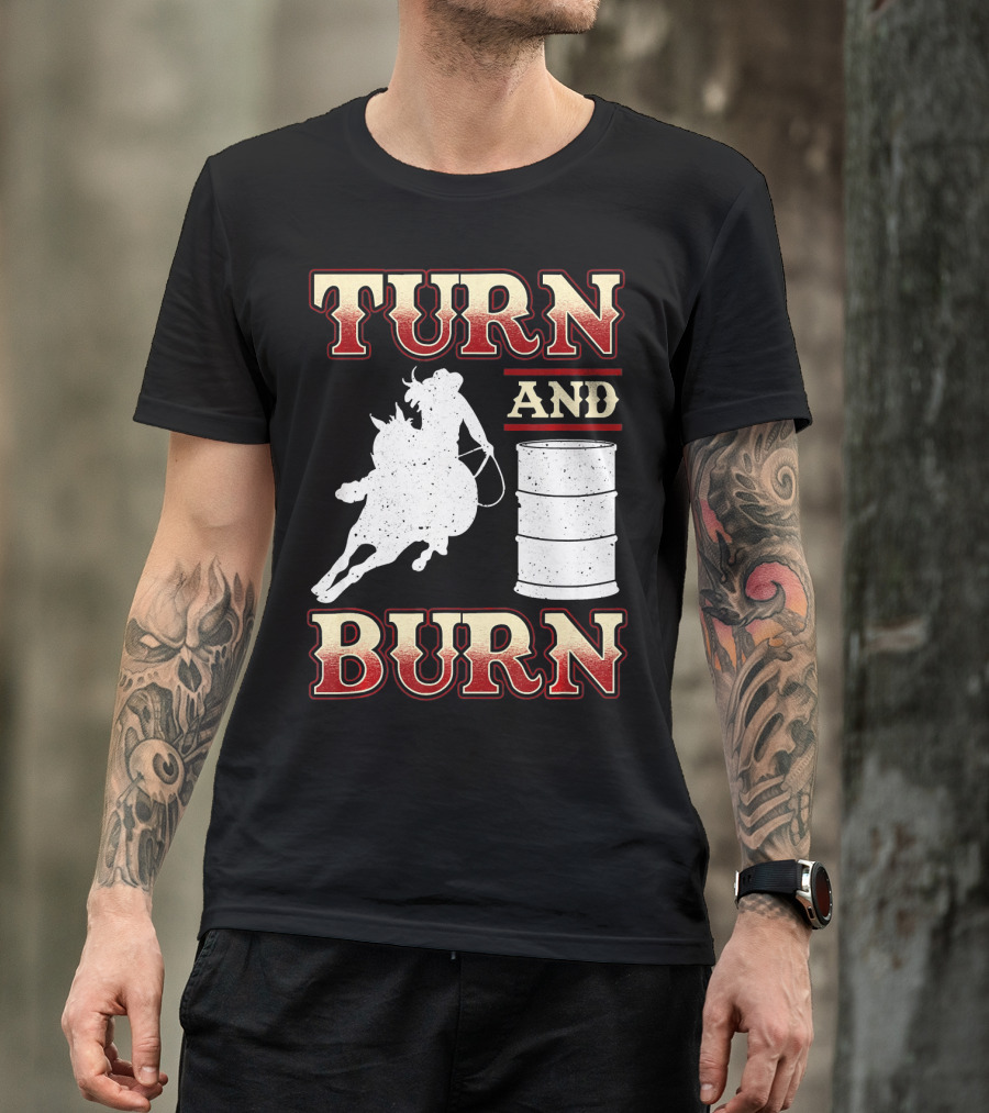TURN AND BURN BARREL RACING WITH HORSE AND RIDER ICONIC T-Shirt