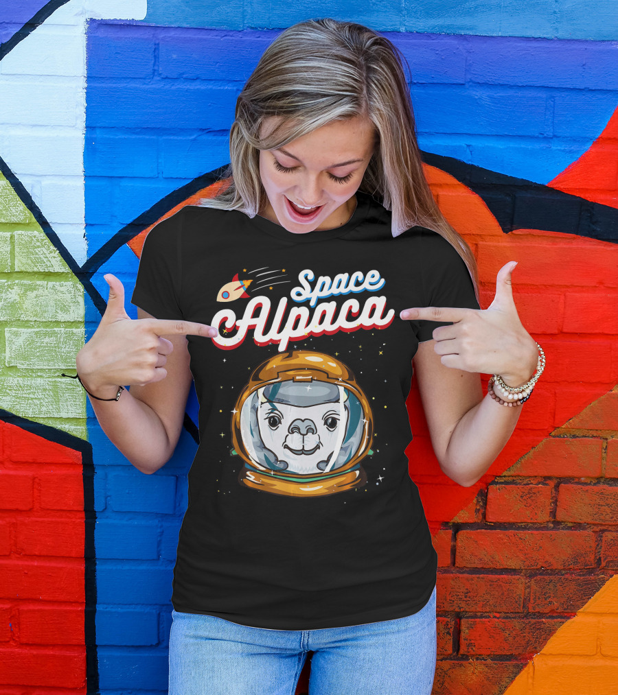 Space Alpaca Astronaut Rocket Racer T-Shirt