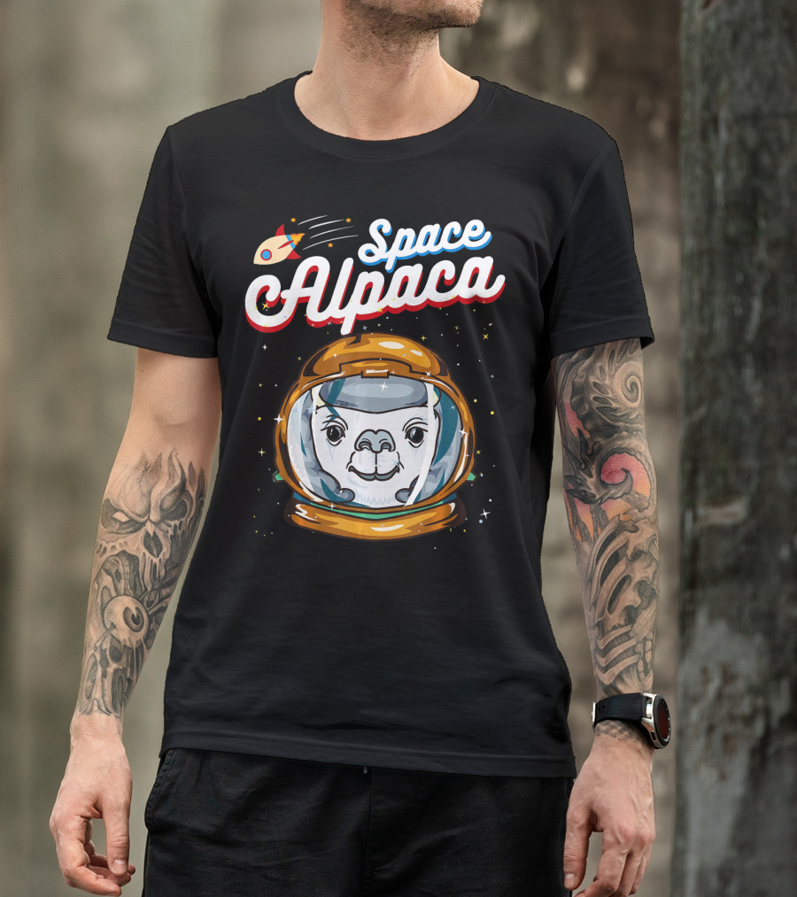 Space Alpaca Astronaut Rocket Racer T-Shirt