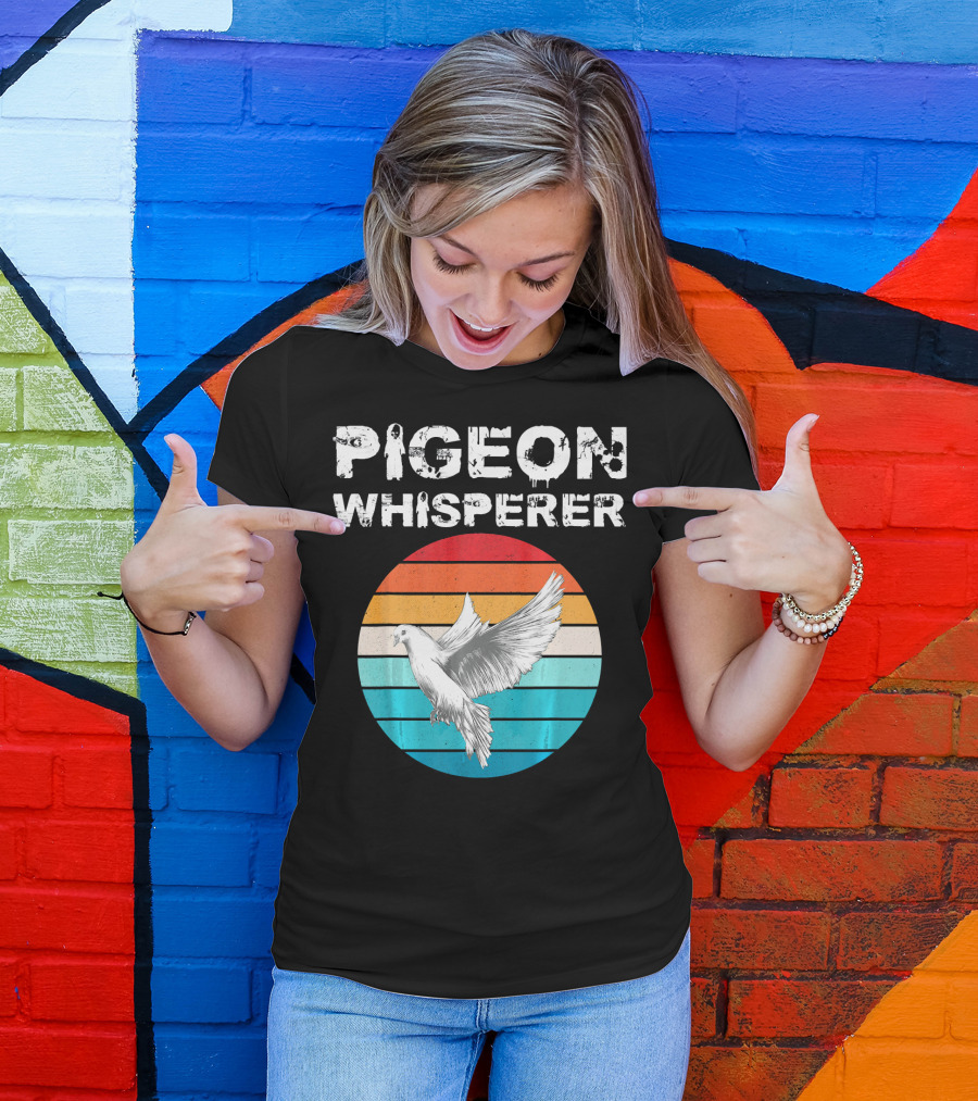 Pigeon Whisperer Retro Sunset Bird Owner T-Shirt