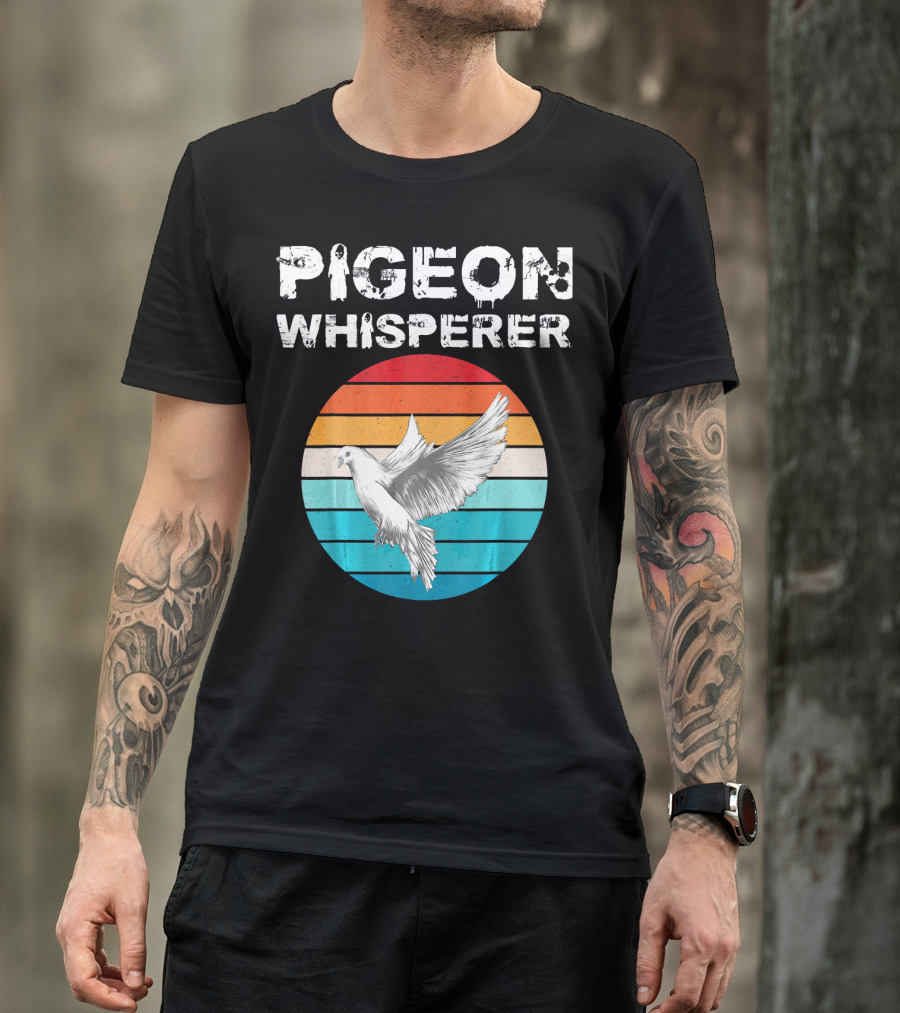 Pigeon Whisperer Retro Sunset Bird Owner T-Shirt