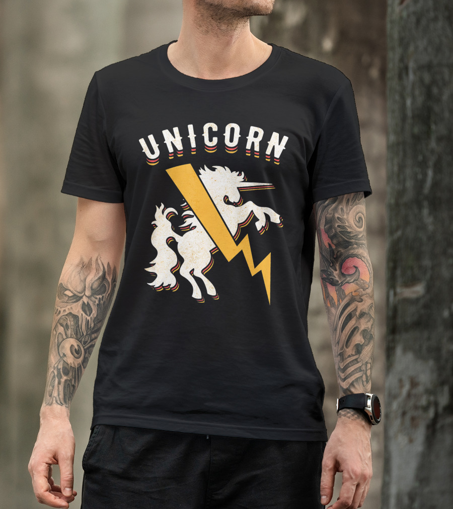 Unicorn Lightning Bolt Metal Rock T-Shirt