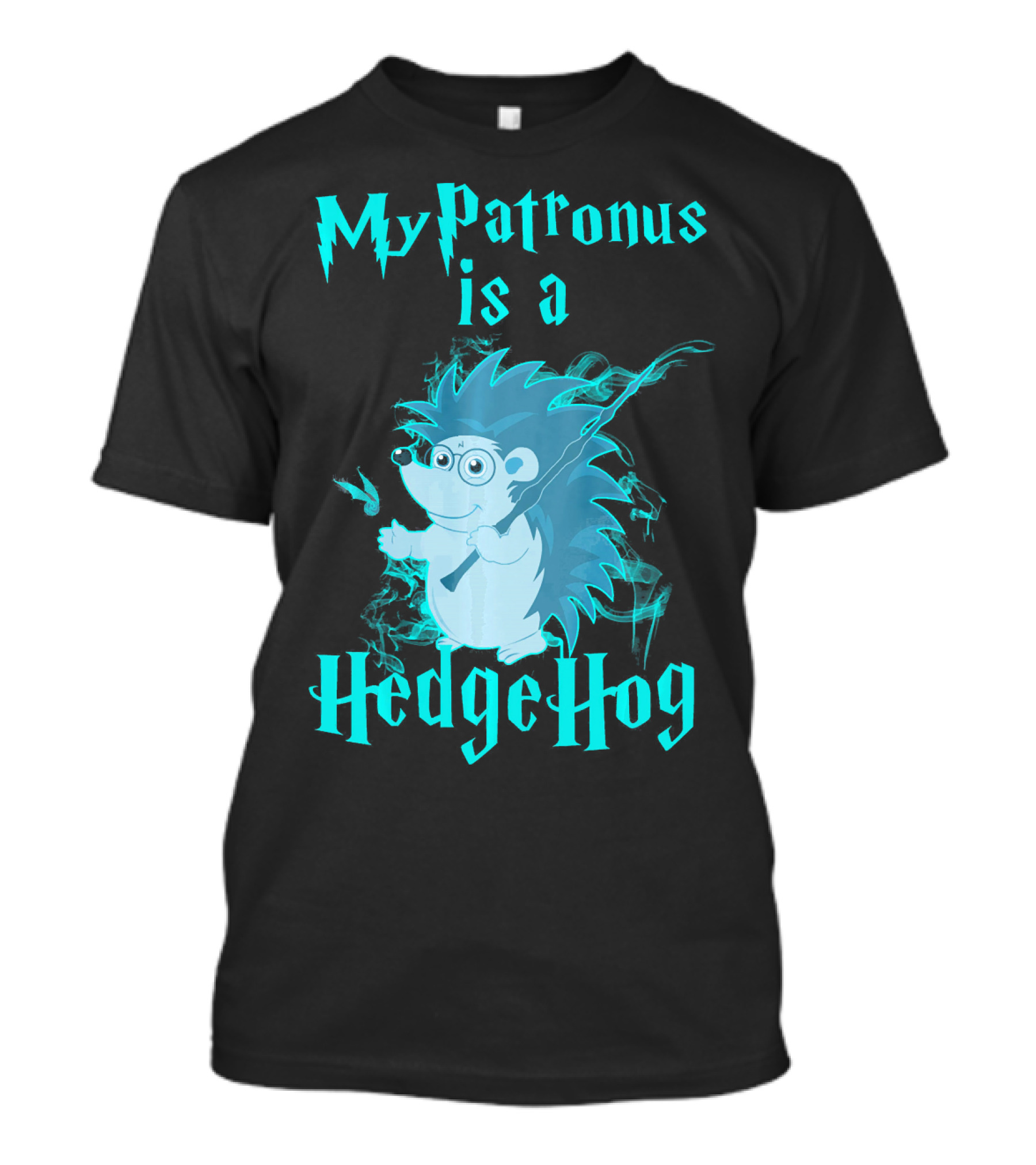 My Patronus Is A Hedgehog Wizardry Inspired Blue Glow T-Shirt