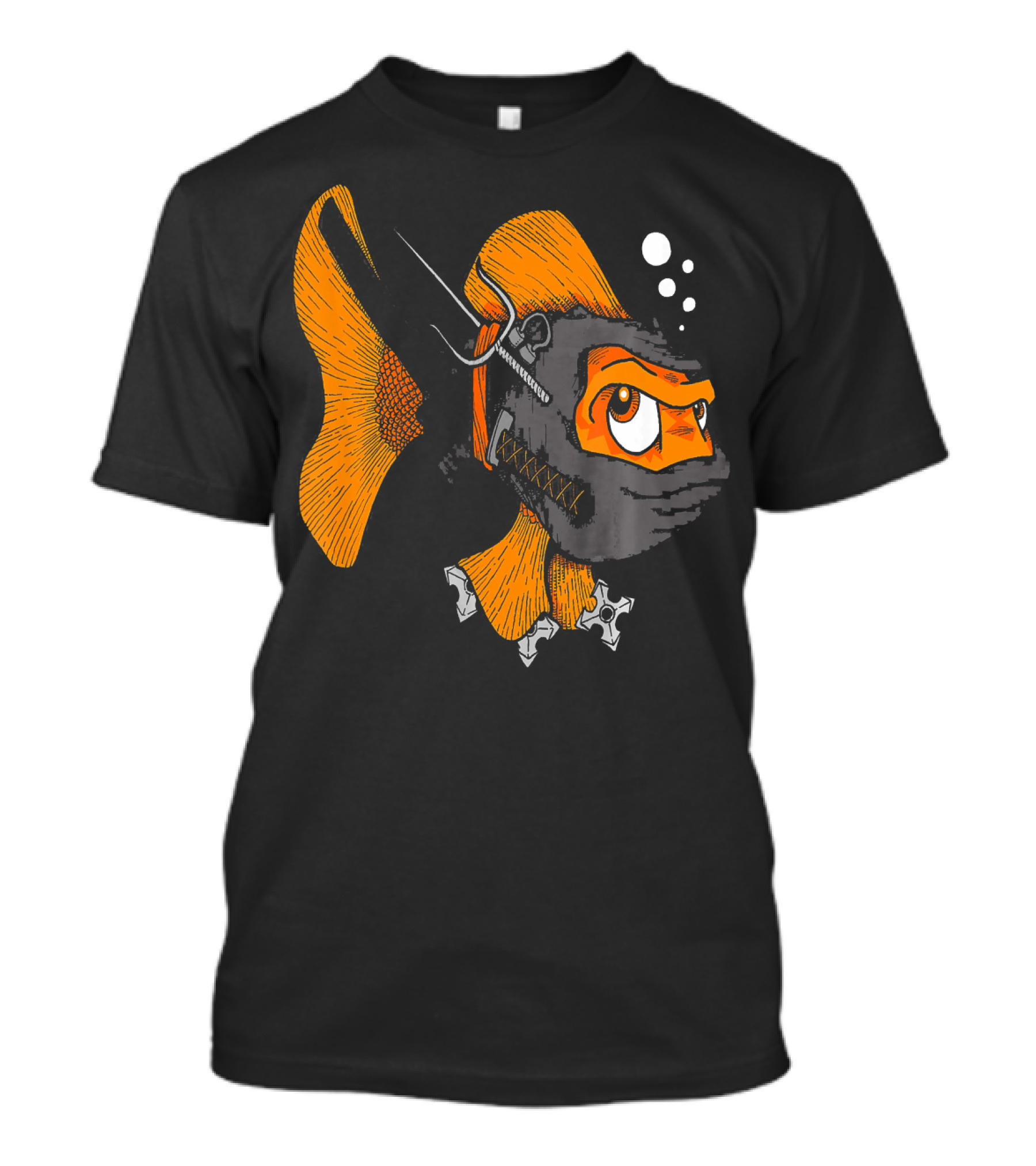 Sneaky Ninja Goldfish With Stealthy Ninjutsu Abilities And Throwing Stars T-Shirt
