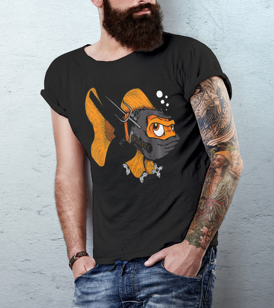 Sneaky Ninja Goldfish With Stealthy Ninjutsu Abilities And Throwing Stars T-Shirt
