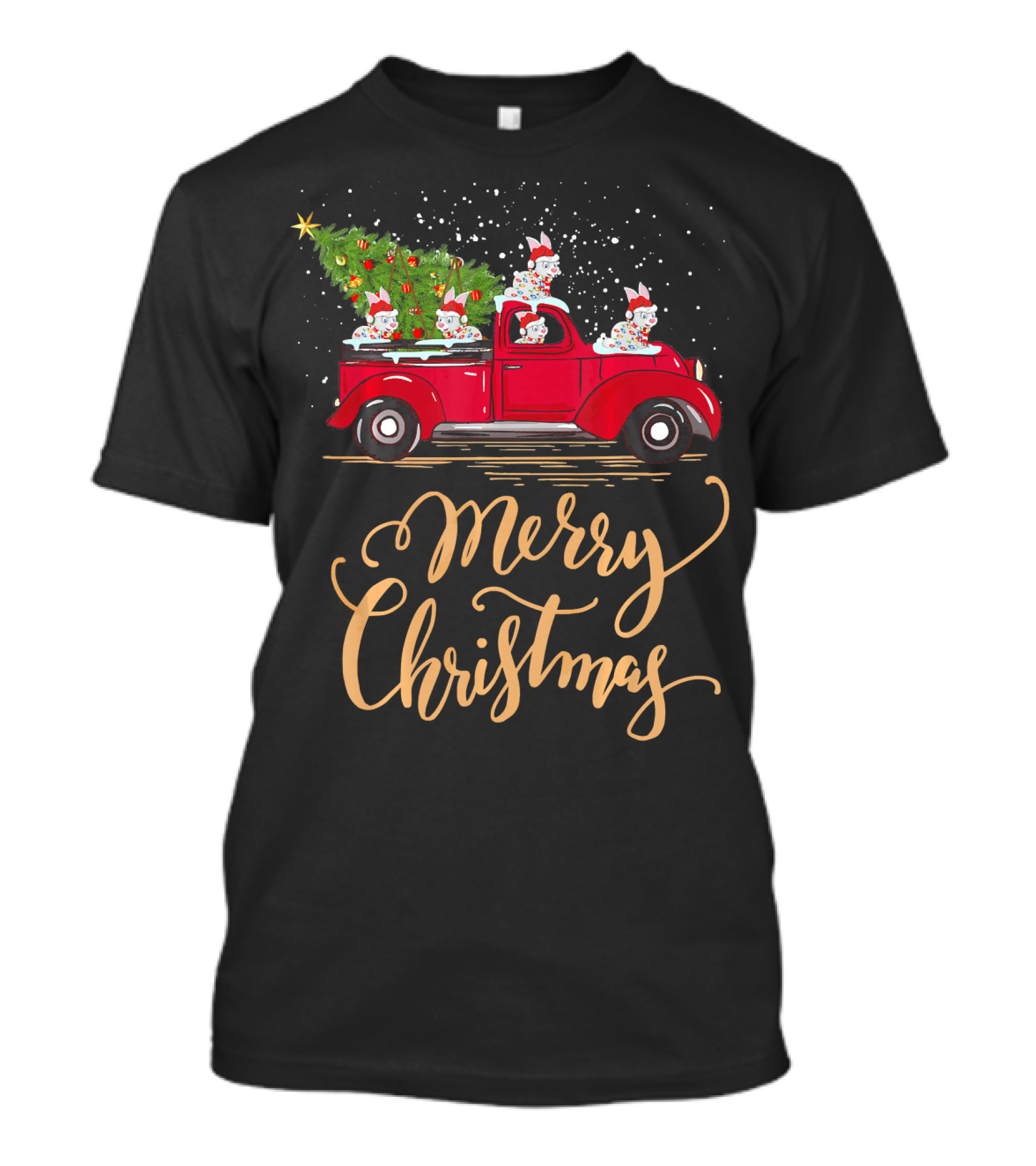 Merry Christmas Rabbit Drive Christmas Tree Truck T-Shirt