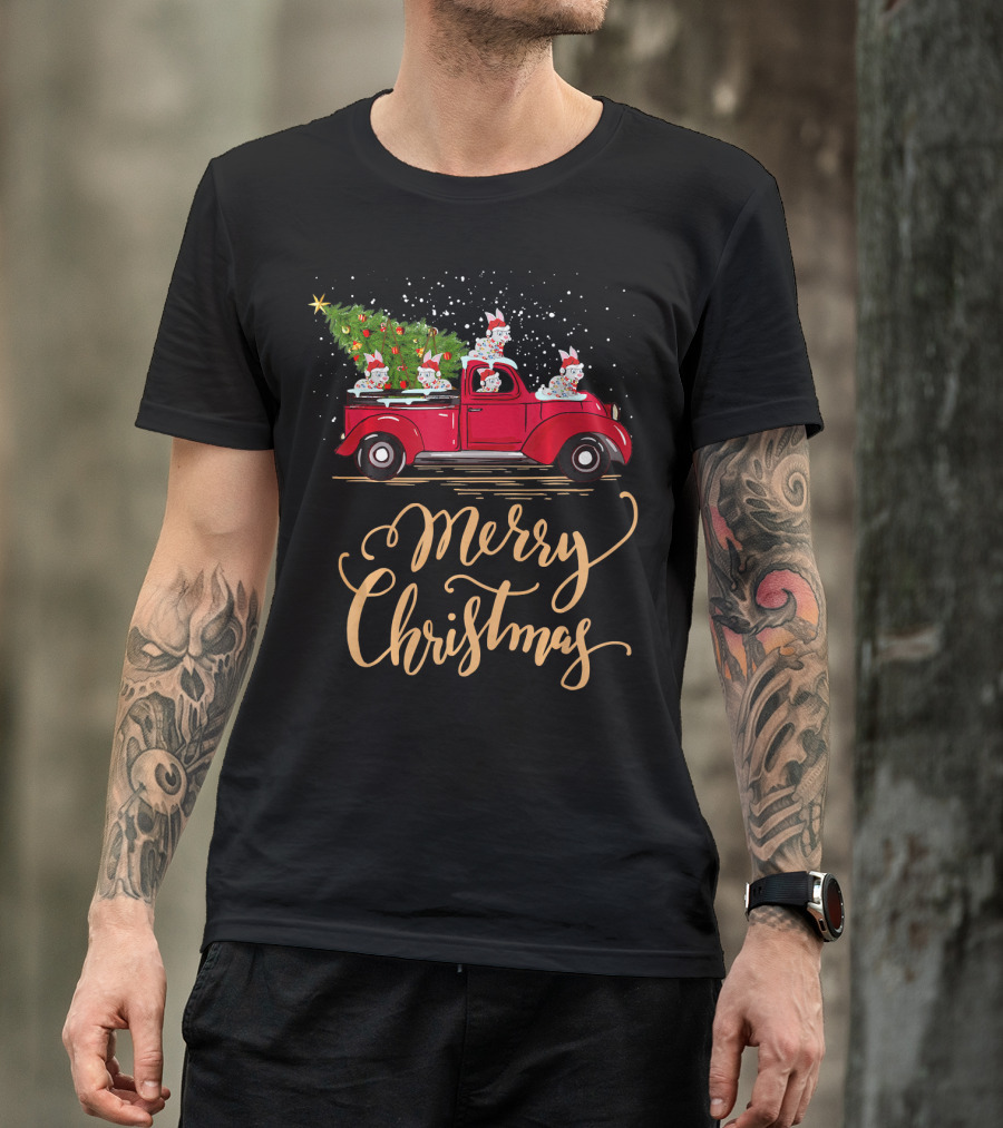 Merry Christmas Rabbit Drive Christmas Tree Truck T-Shirt