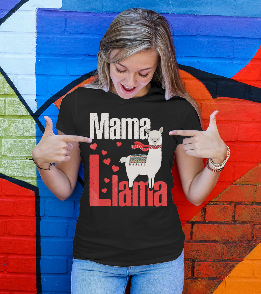 Mama Llama Family Heart Love T-Shirt