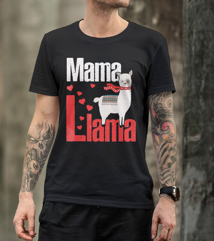 Mama Llama Family Heart Love T-Shirt