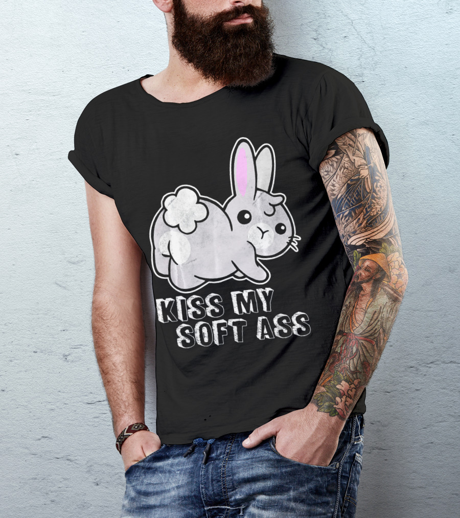 Kiss My Soft Ass Funny Rabbit Bunny Distressed Animal T-Shirt