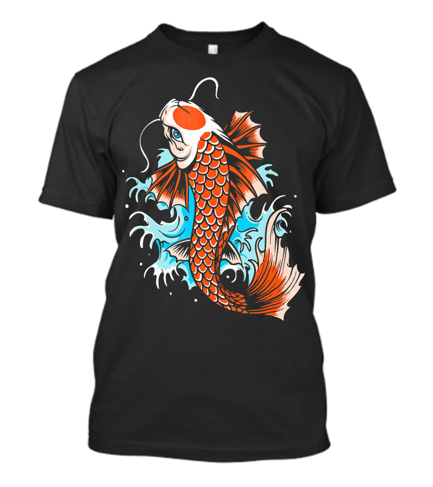 Traditional Japanese Koi Fish On Water With Colorful Splashing Waves T-Shirt