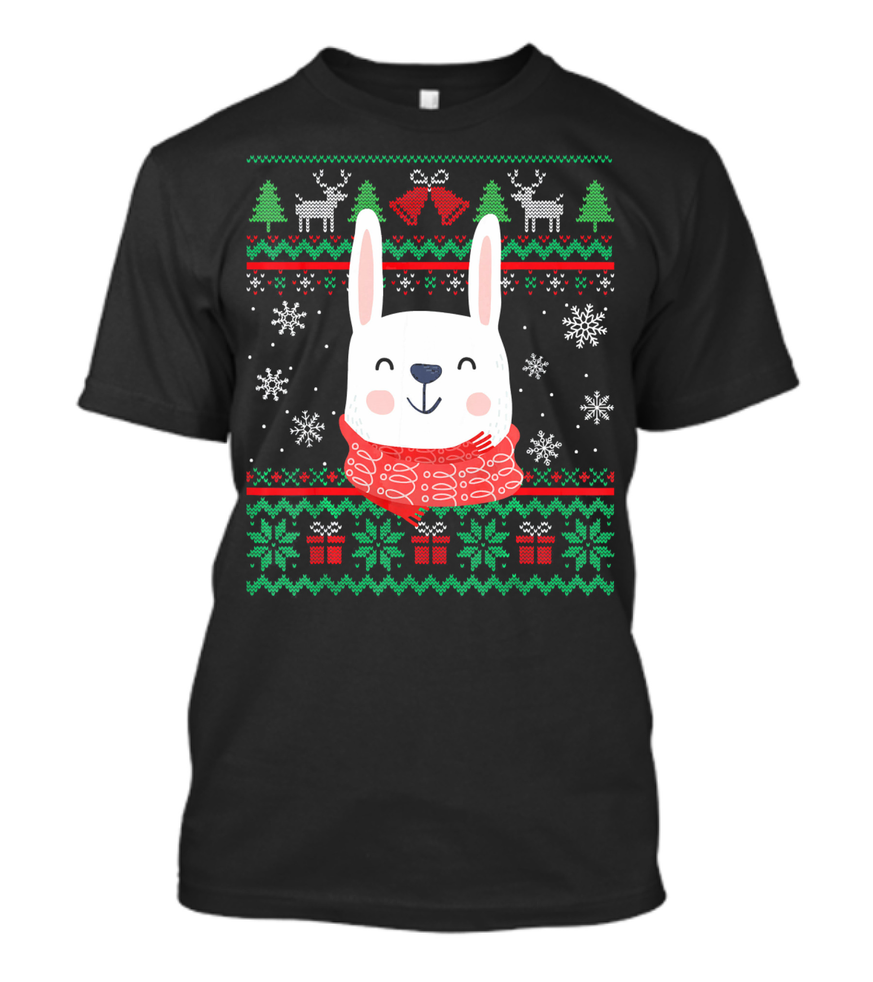 Rabbit With Beauty ScarfUgly Christmas T-Shirt