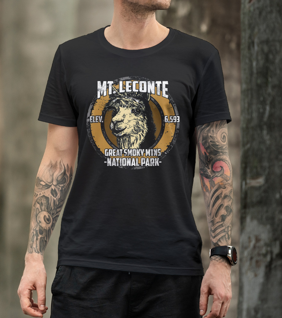 Mt LeConte Elevation 6593 Great Smoky Mountains National Park Llama T-Shirt