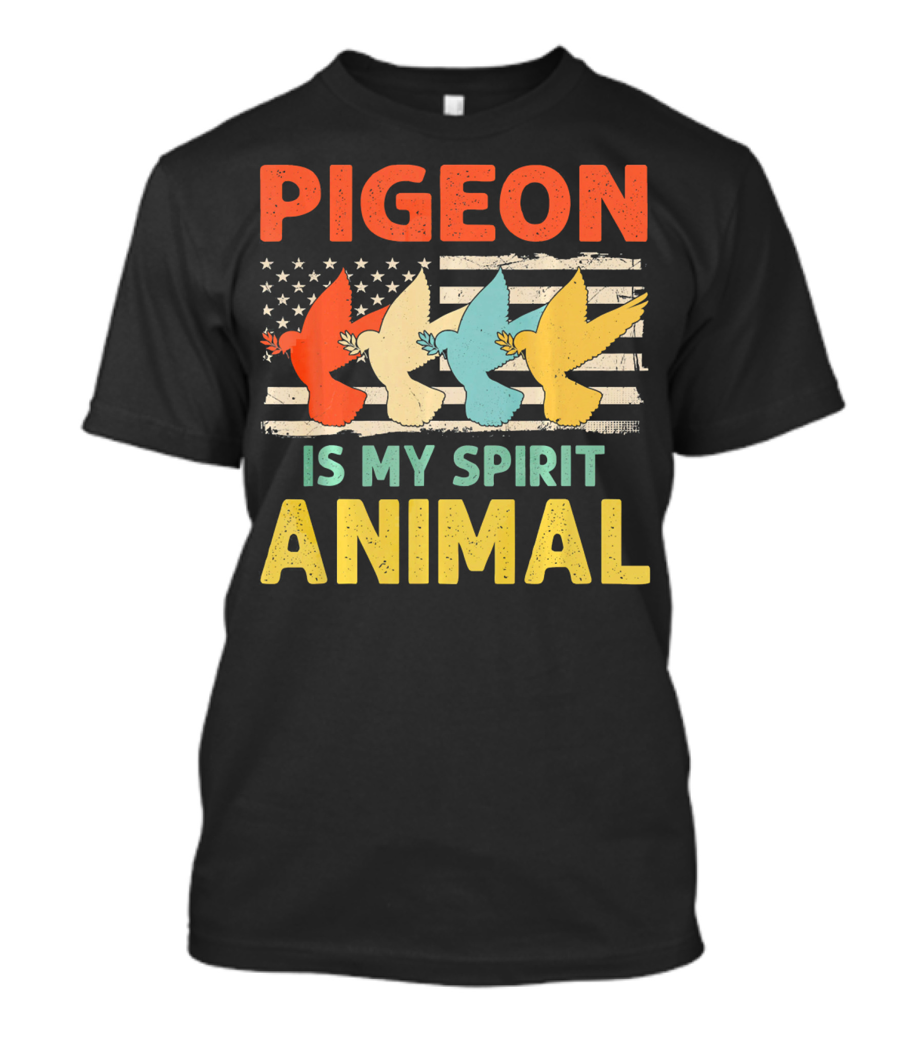 Pigeon Is My Spirit Animal USA Flag Patriotic Multicolored Birds T-Shirt