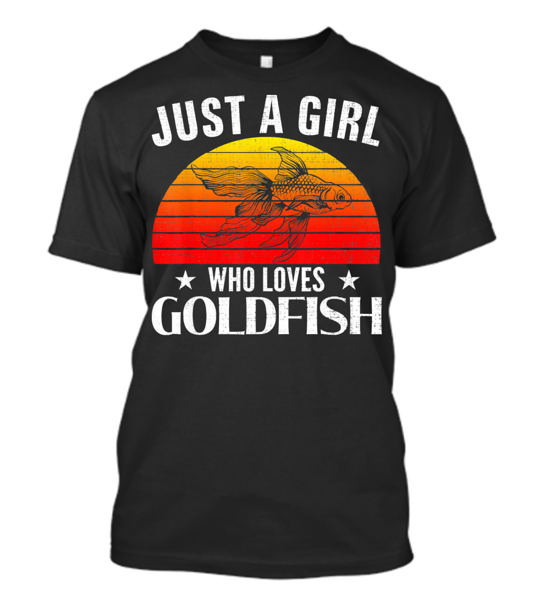 Just A Girl Who Loves Goldfish Retro Sunset T-Shirt