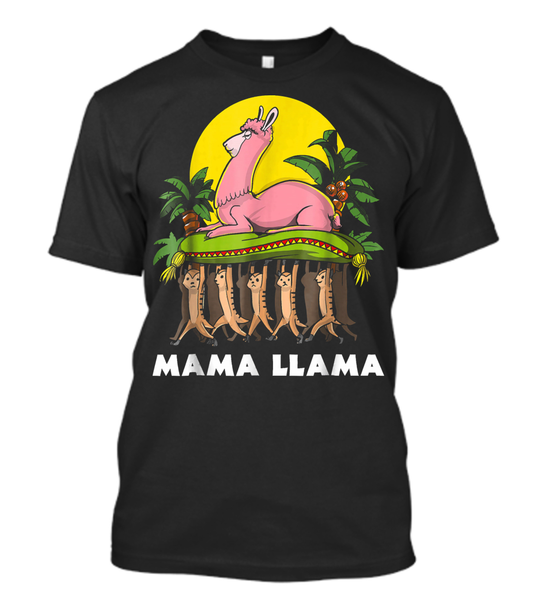Mama Llama Cute Mother Alpaca Tropical Jungle Scene T-Shirt