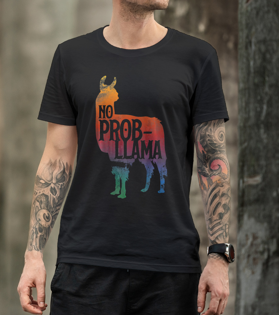 No Prob Llama Rainbow Silhouette Kids Adult Cos T-Shirt