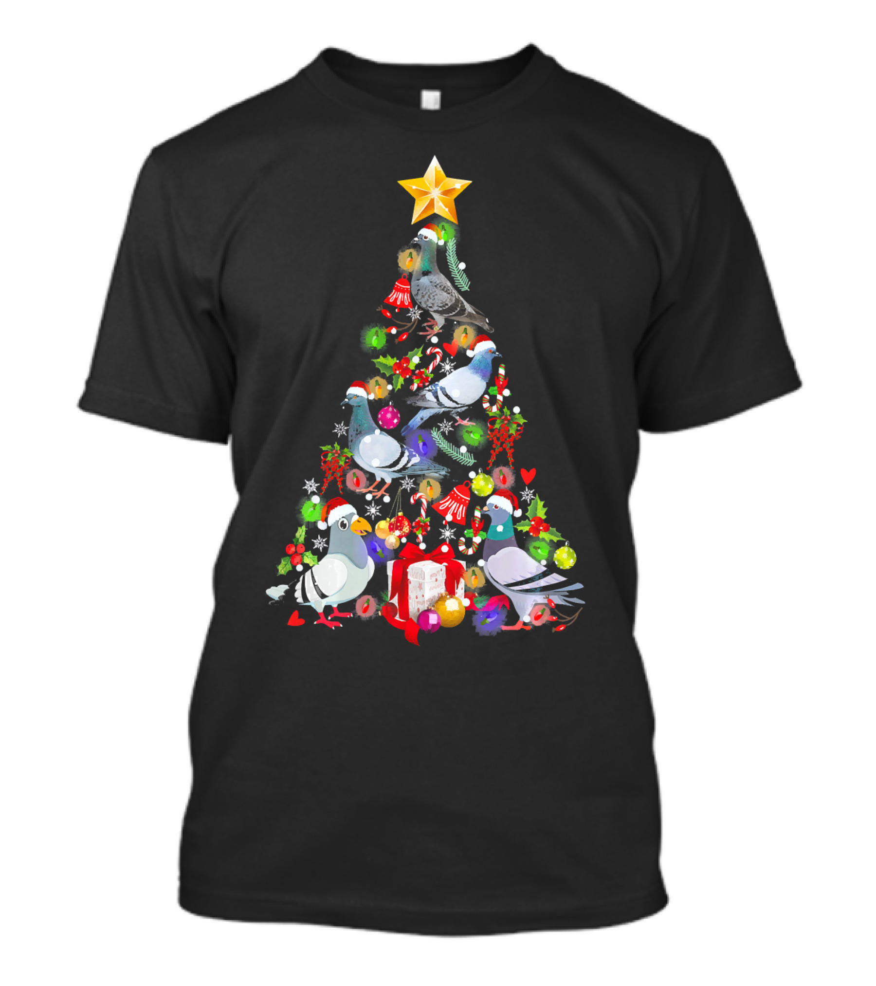 Pigeon Christmas Ornament Tree Festive Birds Holiday Decorations T-Shirt